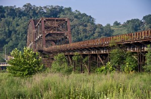 View of Rankin hot metal bridge connecting Homestead Steel Works to the Carrie Furnaces. Image FLICKR creative commons, user Jay M. Ressler