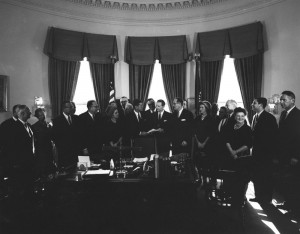 President John F. Kennedy meets with members of the ORRRC. Abbie Rowe. White House Photographs. John F. Kennedy Presidential Library and Museum, Boston