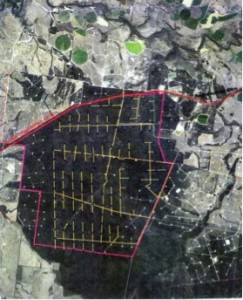 Extent of CSG development in Condamine State Forest, 2014